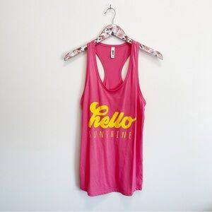 NEW Pink HELLO SUNSHINE Racerback Tank Top! Medium
